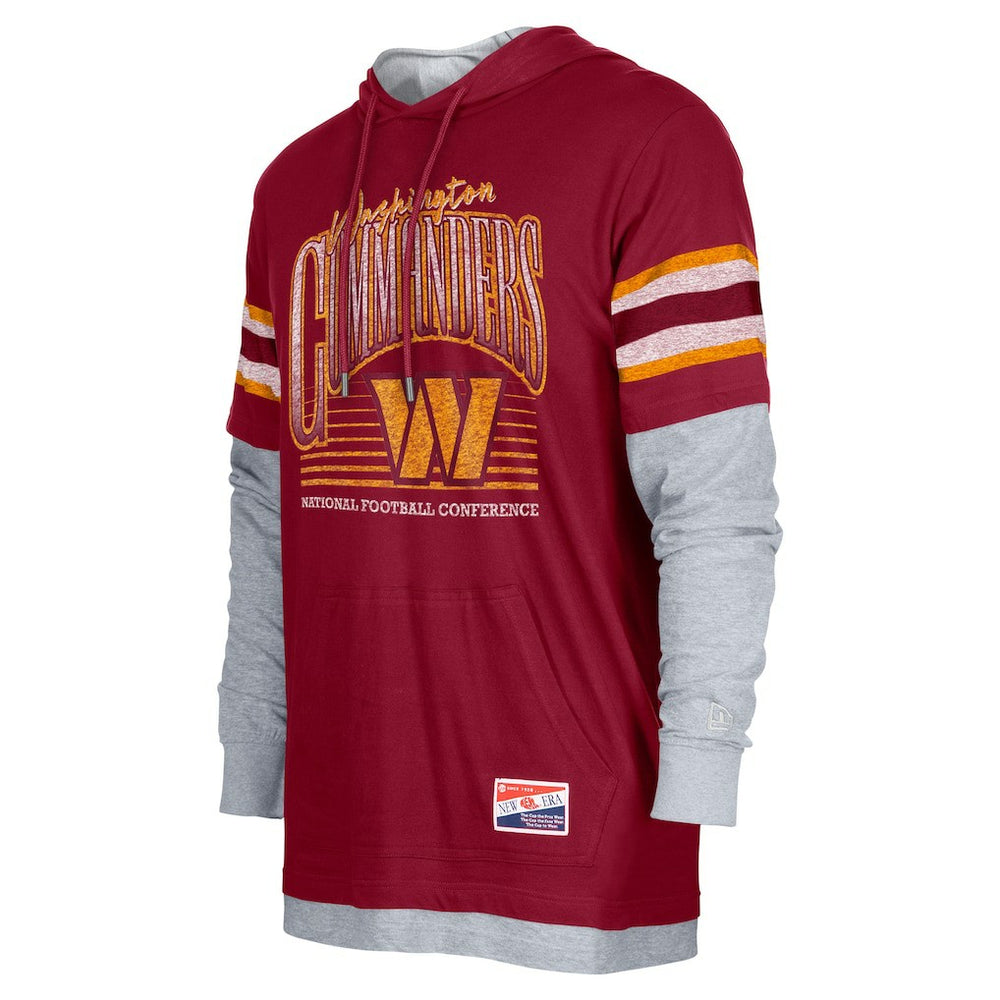 Washington Commanders New Era Twofer Long Sleeve Hooded T-Shirt