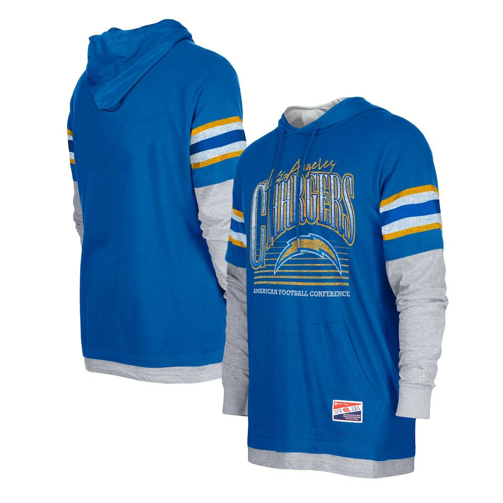 Los Angeles Chargers New Era Twofer Long Sleeve Hooded T-Shirt