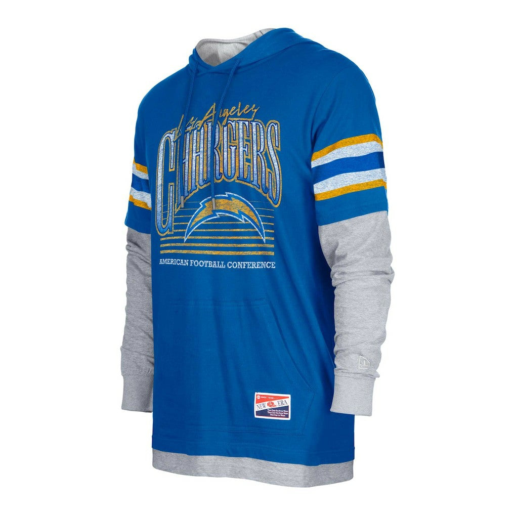 Los Angeles Chargers New Era Twofer Long Sleeve Hooded T-Shirt