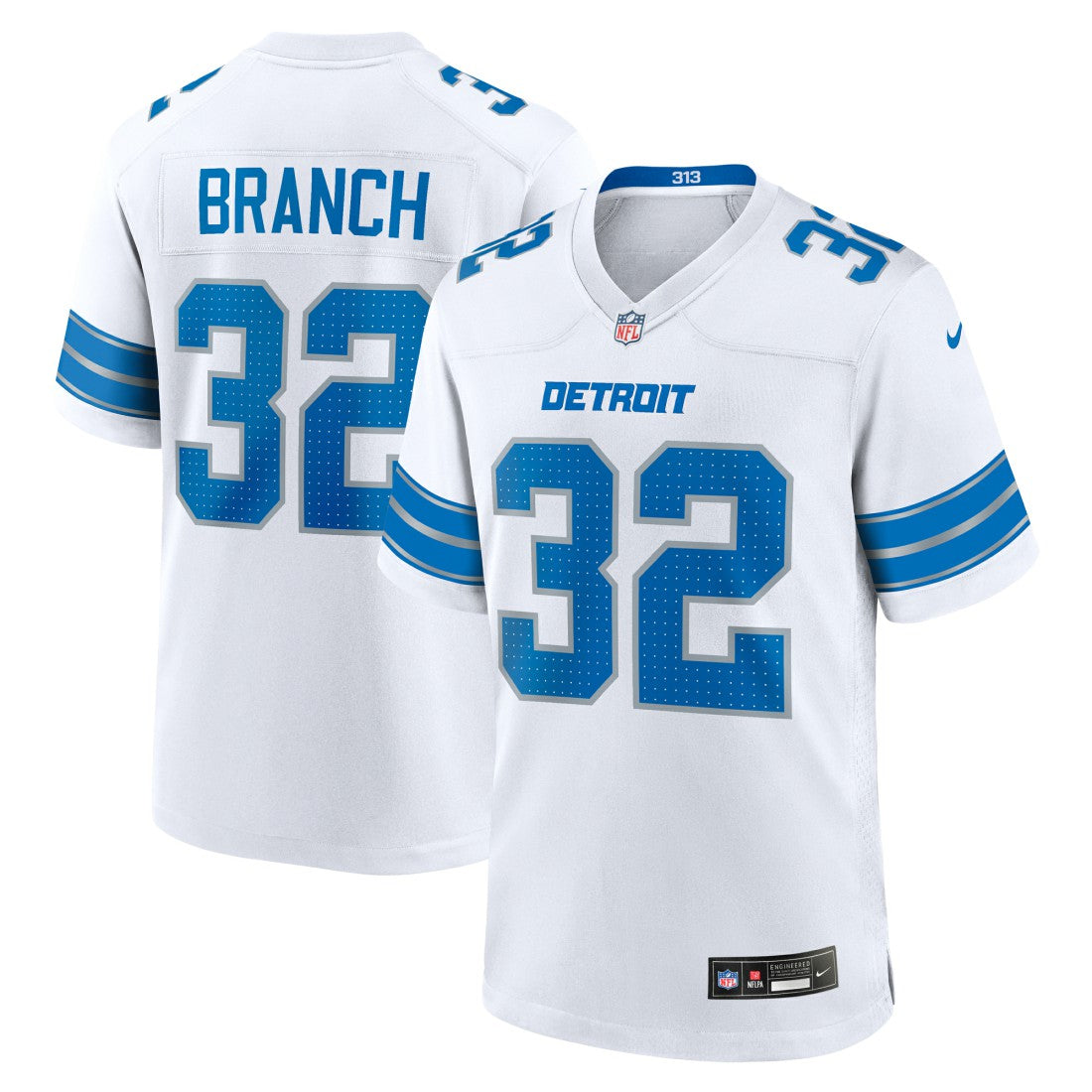 Detroit Lions Nike Brian Branch  White Game Jersey