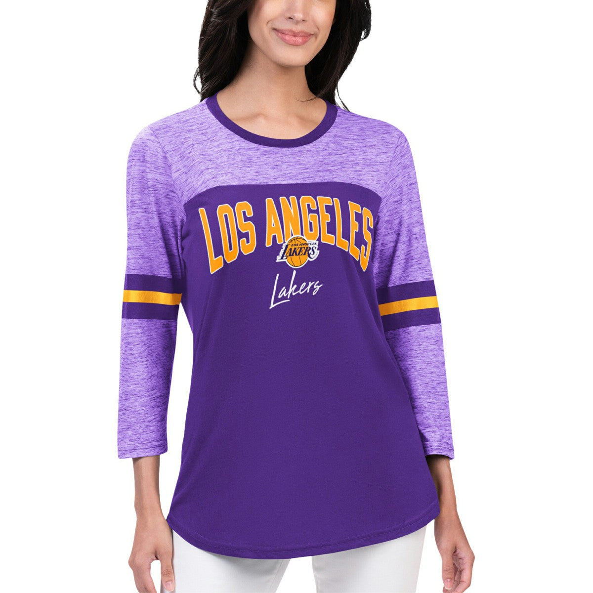Los Angeles Lakers G-III 4Her by Carl Banks Women's Play the Game 3/4-Sleeve T-Shirt On Sale