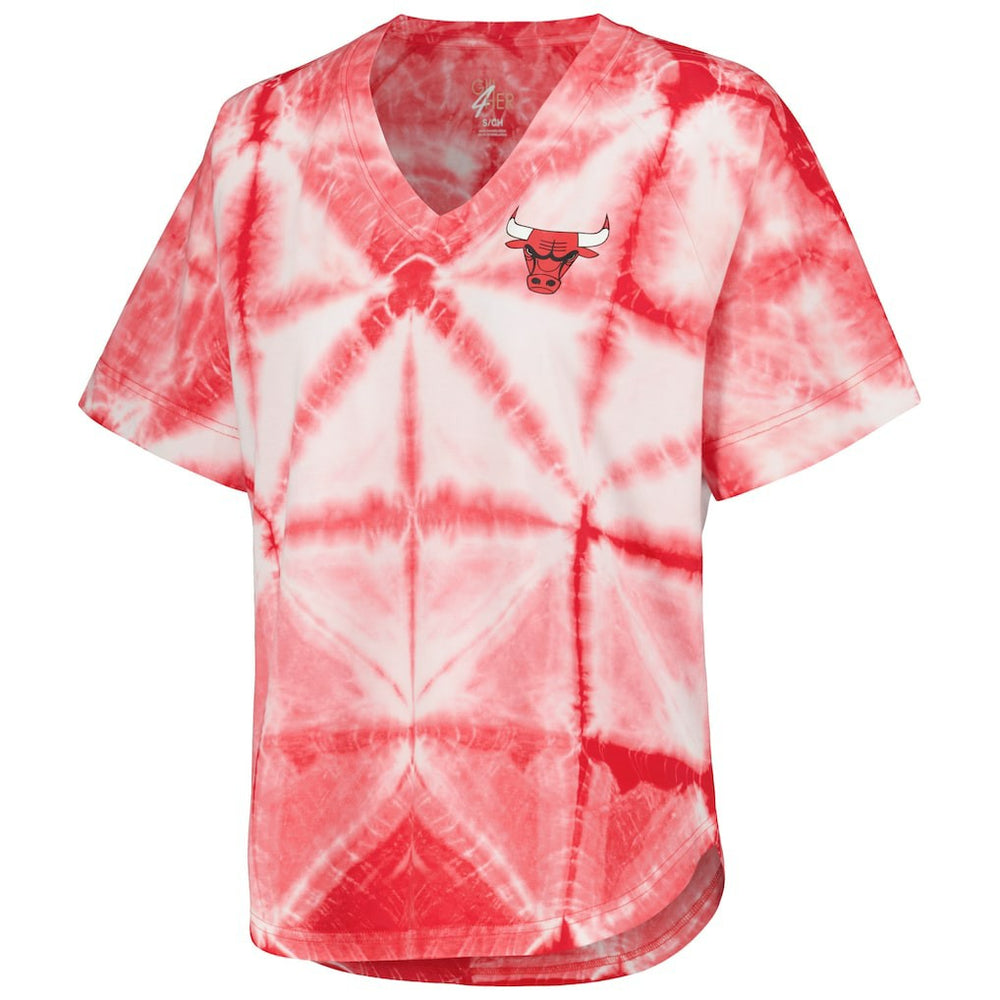 Chicago Bulls G-III 4Her by Carl Banks Women's Tournament Raglan Oversized Tie-Dye V-Neck T-Shirt sale Discount