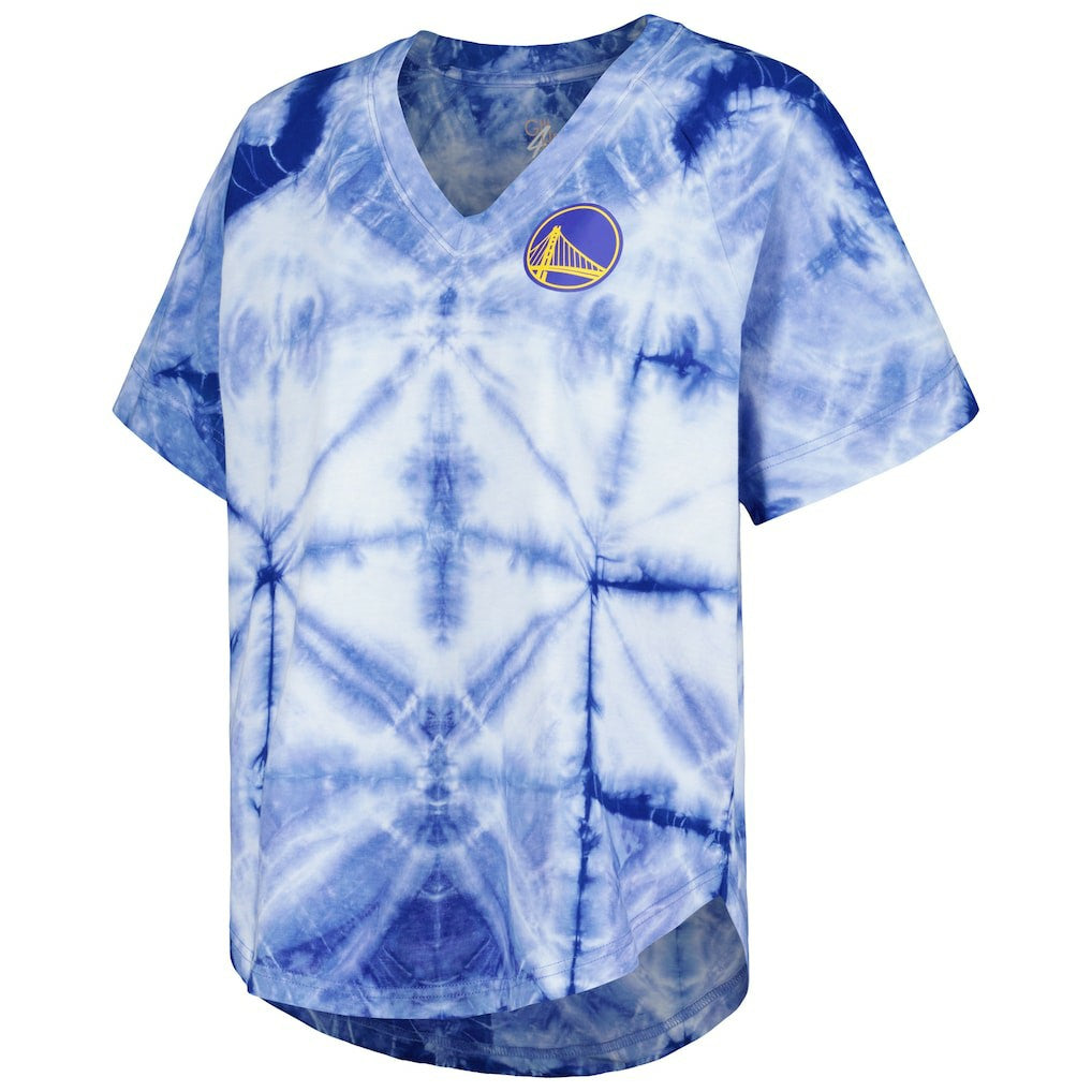Golden State Warriors G-III 4Her by Carl Banks Women's Tournament Raglan Oversized Tie-Dye V-Neck T-Shirt sale Online