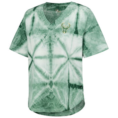 Milwaukee Bucks G-III 4Her by Carl Banks Women's Tournament Raglan Oversized Tie-Dye V-Neck T-Shirt On Sale