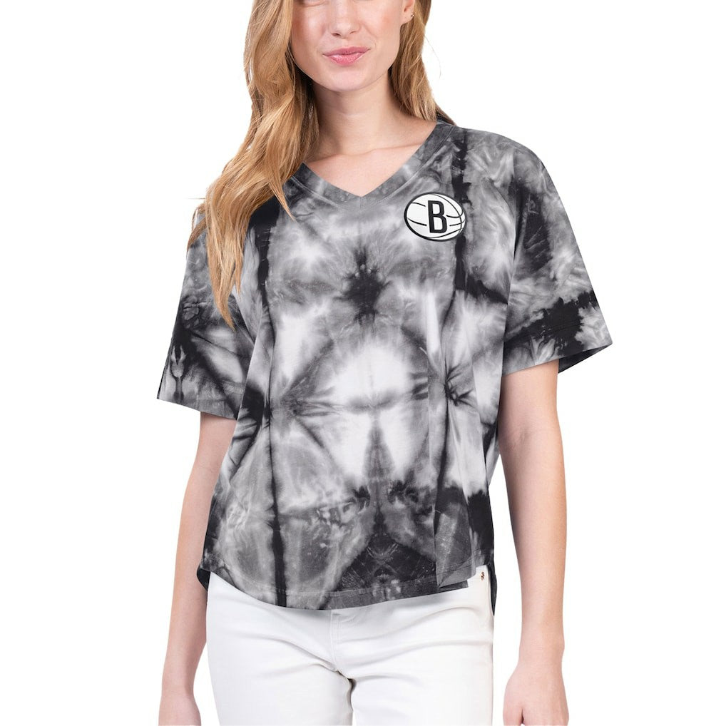 Brooklyn Nets G-III 4Her by Carl Banks Women's Tournament Raglan Oversized Tie-Dye V-Neck T-Shirt Online