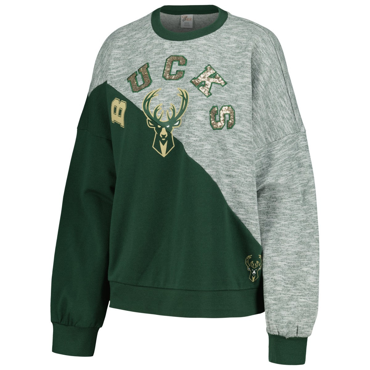 Milwaukee Bucks G-III 4Her by Carl Banks Women's Benches Split Pullover Sweatshirt For Sale