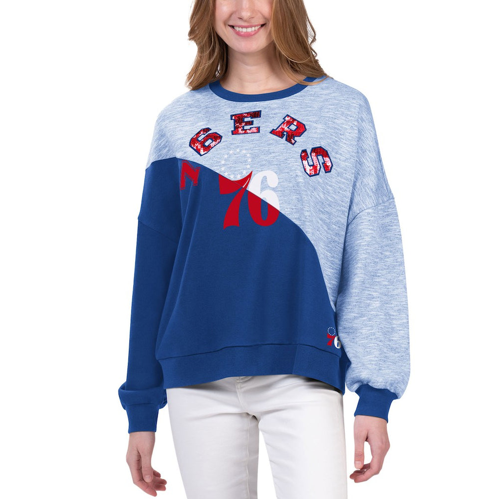 Philadelphia 76ers G-III 4Her by Carl Banks Women's Benches Split Pullover Sweatshirt On Sale