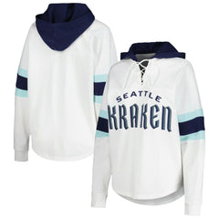Seattle Kraken G-III 4Her by Carl Banks Women's Goal Zone Long Sleeve Lace-Up Hoodie T-Shirt Discount