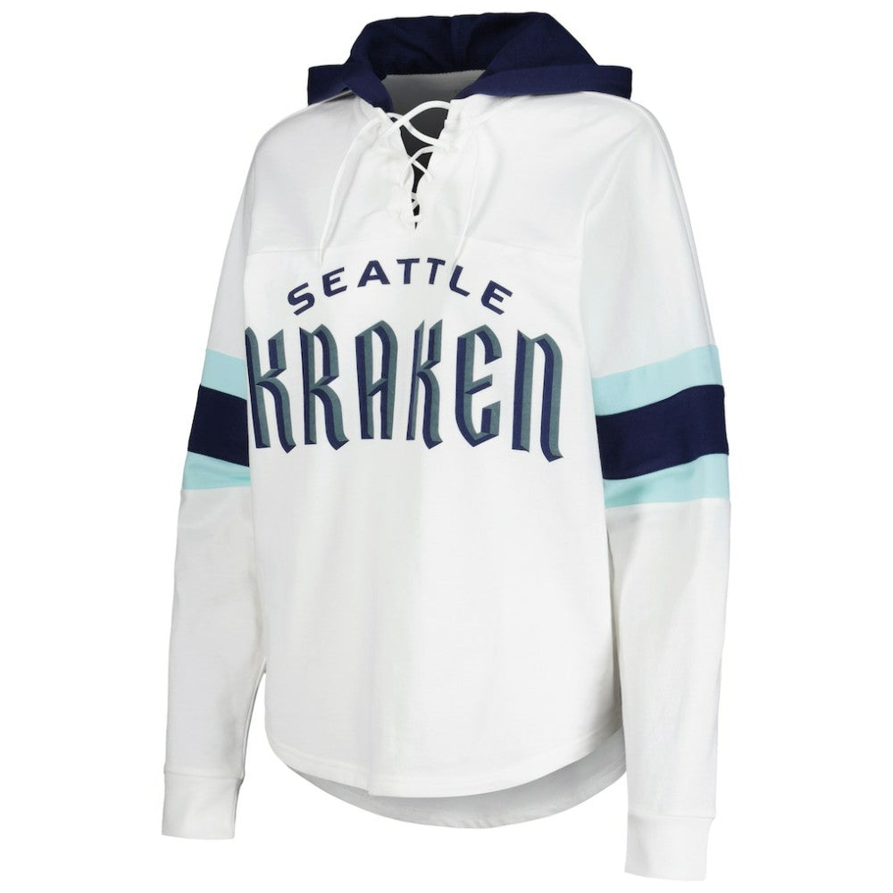 Seattle Kraken G-III 4Her by Carl Banks Women's Goal Zone Long Sleeve Lace-Up Hoodie T-Shirt Discount