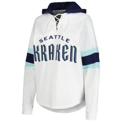 Seattle Kraken G-III 4Her by Carl Banks Women's Goal Zone Long Sleeve Lace-Up Hoodie T-Shirt Discount