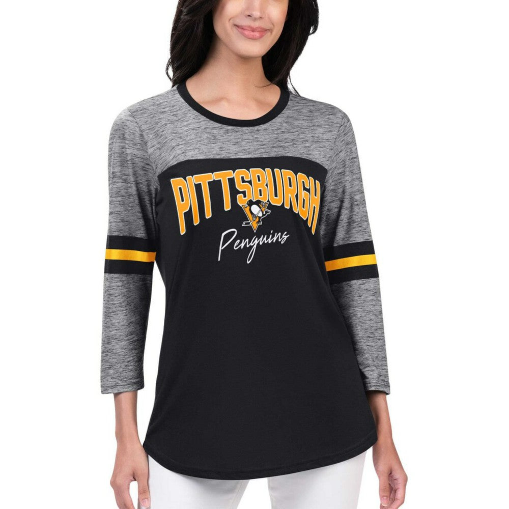Pittsburgh Penguins G-III 4Her by Carl Banks Women's Play The Game 3/4-Sleeve T-Shirt Outlet