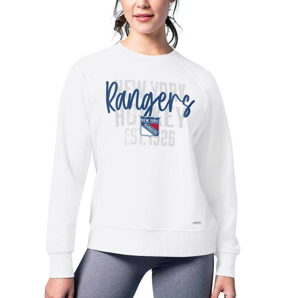 New York Rangers MSX by Michael Strahan Women's Millie Raglan Pullover Sweatshirt On Sale