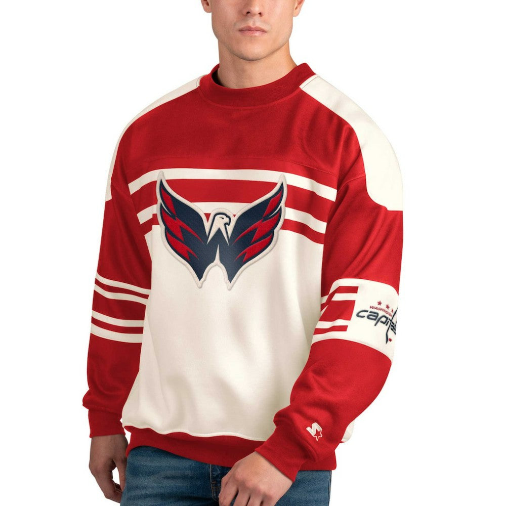 Washington Capitals Starter Defense Fleece Crewneck Pullover Sweatshirt Outlet