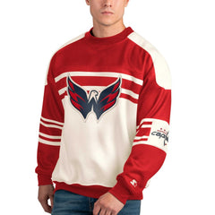Washington Capitals Starter Defense Fleece Crewneck Pullover Sweatshirt Outlet
