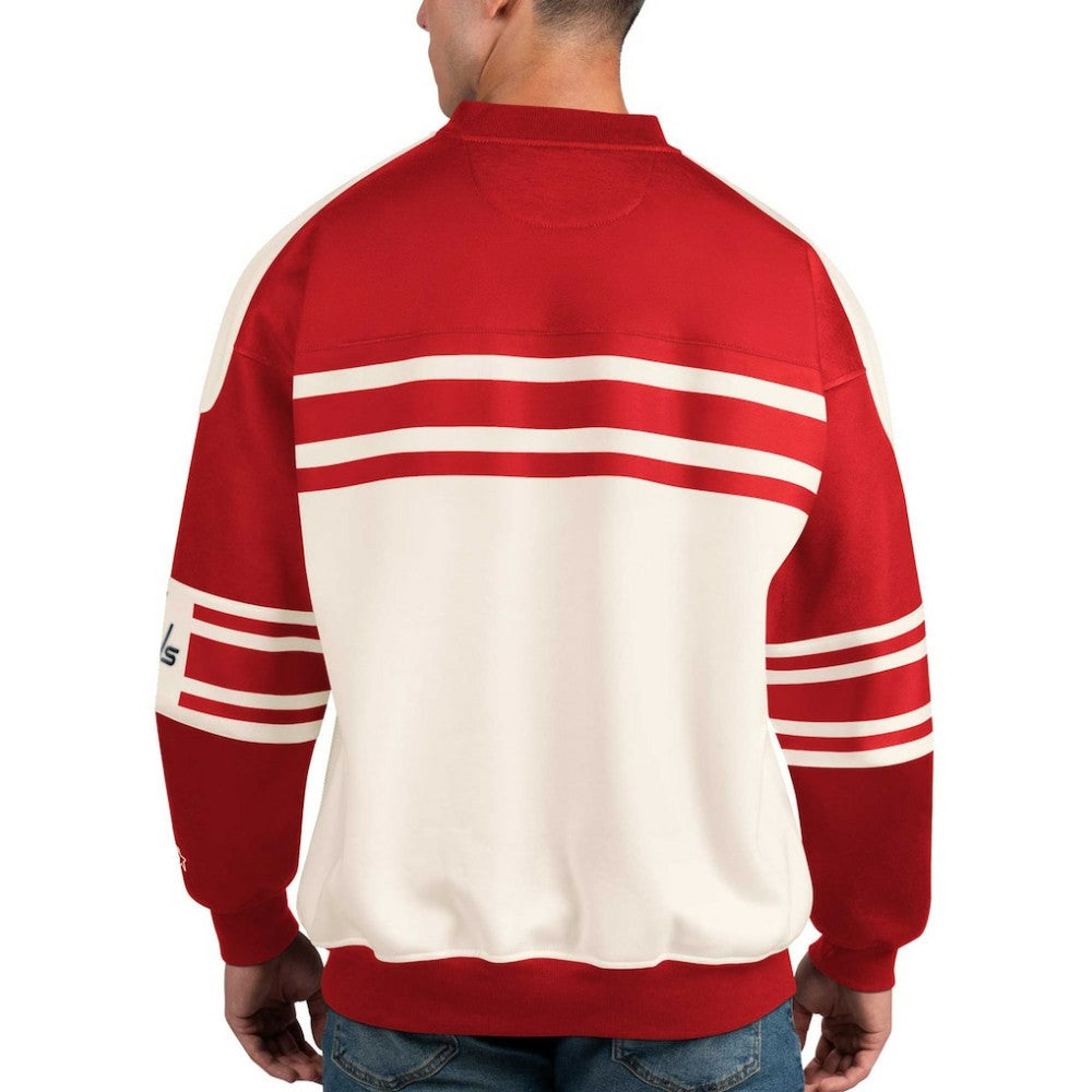 Washington Capitals Starter Defense Fleece Crewneck Pullover Sweatshirt Outlet