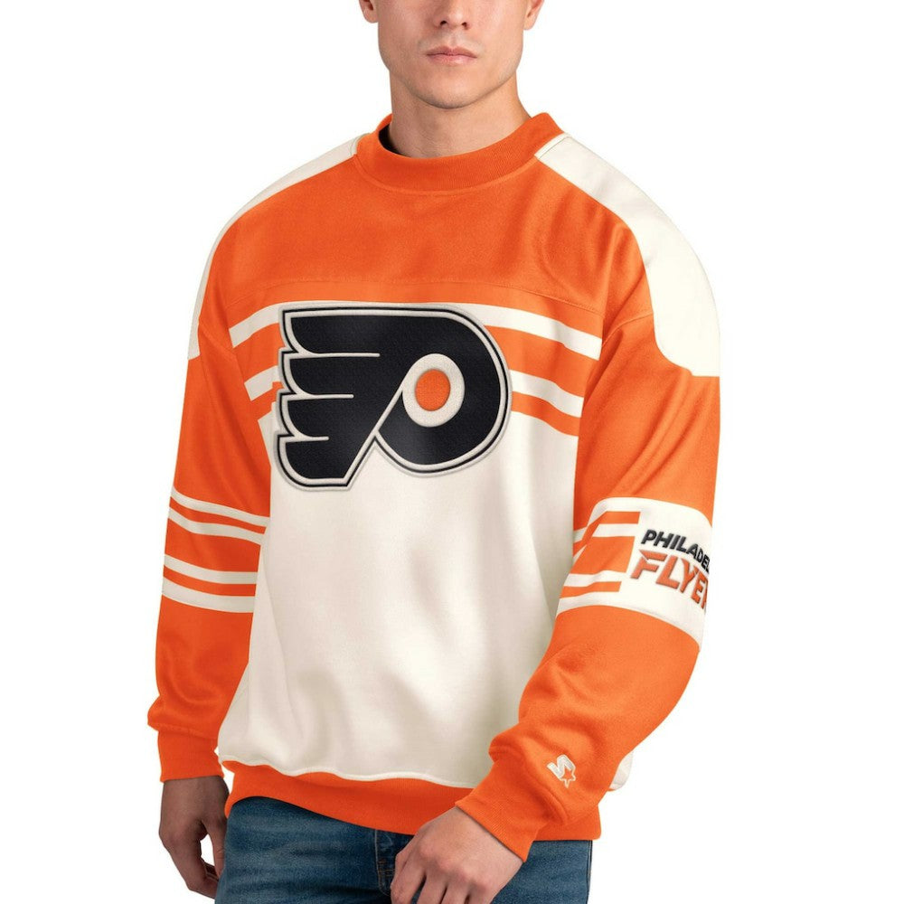Philadelphia Flyers Starter Defense Fleece Crewneck Pullover Sweatshirt Online