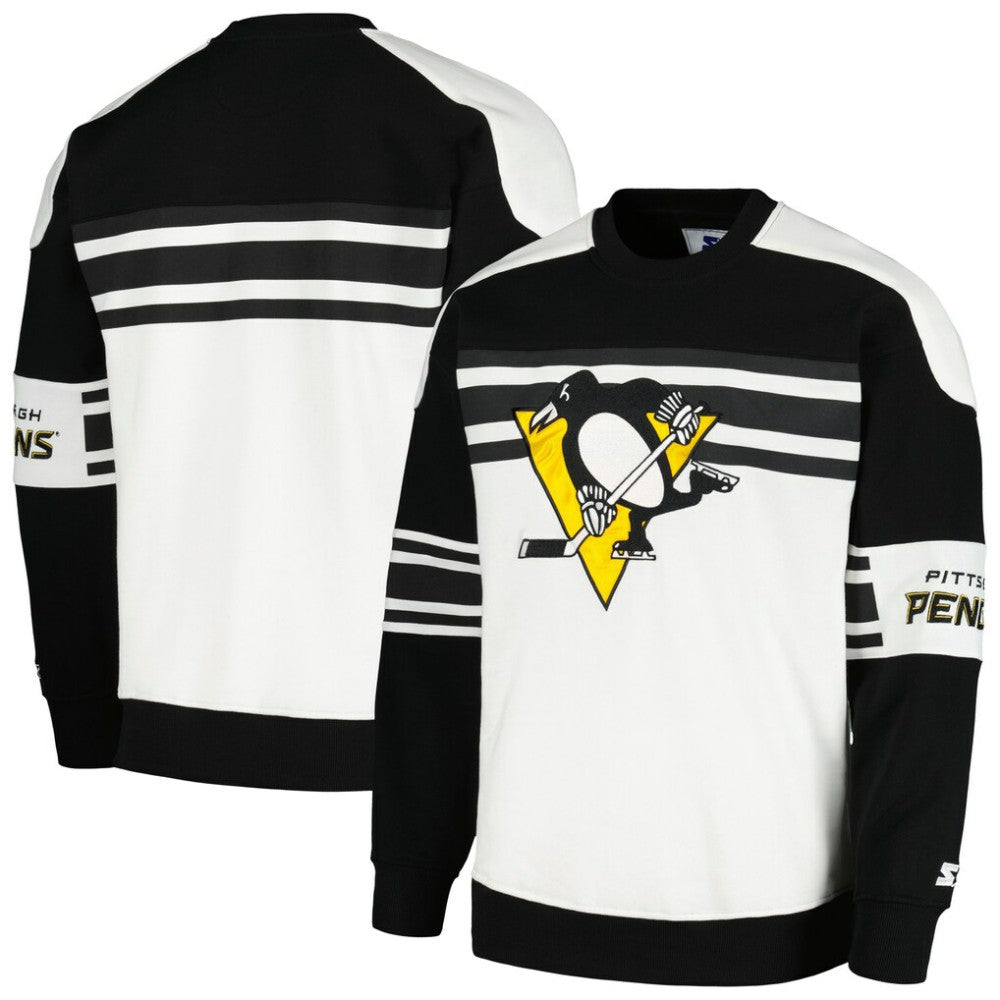 Pittsburgh Penguins Starter Defense Fleece Crewneck Pullover Sweatshirt For Sale