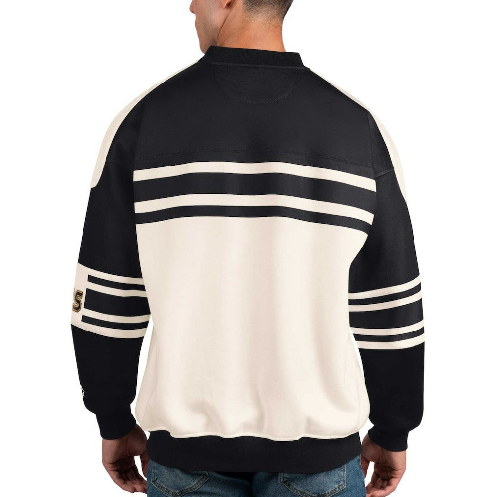 Boston Bruins Starter Defense Fleece Crewneck Pullover Sweatshirt Outlet
