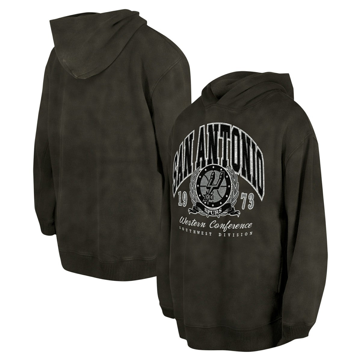 San Antonio Spurs Unisex Oversized Essentials Pigment Wash Fleece Pullover Hoodie New
