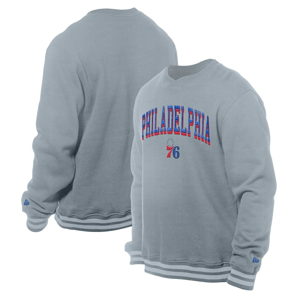 Philadelphia 76ers Chenille Cross Over Pullover Sweatshirt For Sale