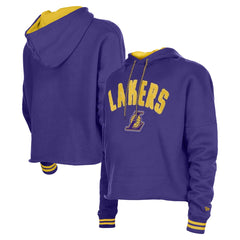 Los Angeles Lakers Women's Boxy Raw Edge Pullover Hoodie For Sale