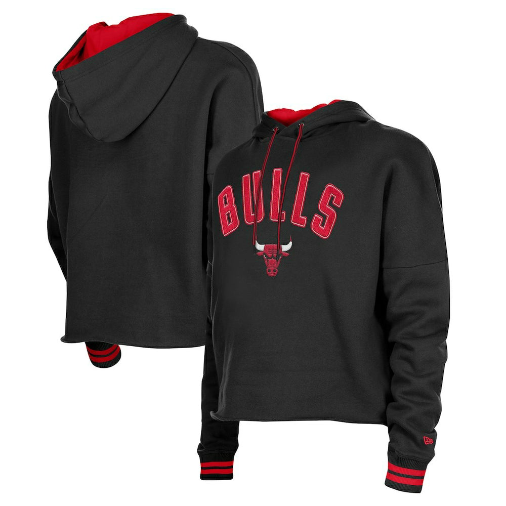 Chicago Bulls Women's Boxy Raw Edge Pullover Hoodie Online