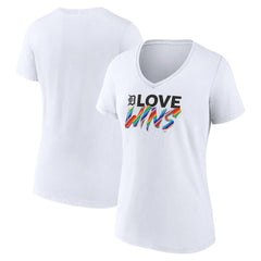 Detroit Tigers Women's Love Wins V-Neck T-Shirt | MLB Outlet