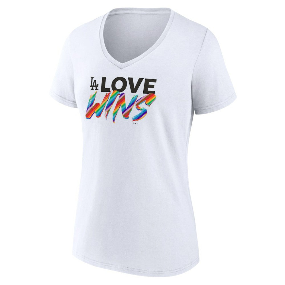 Los Angeles Dodgers Women's Love Wins V-Neck T-Shirt | MLB Sale