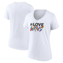 Miami Marlins Women's Love Wins V-Neck T-Shirt | MLB Discount