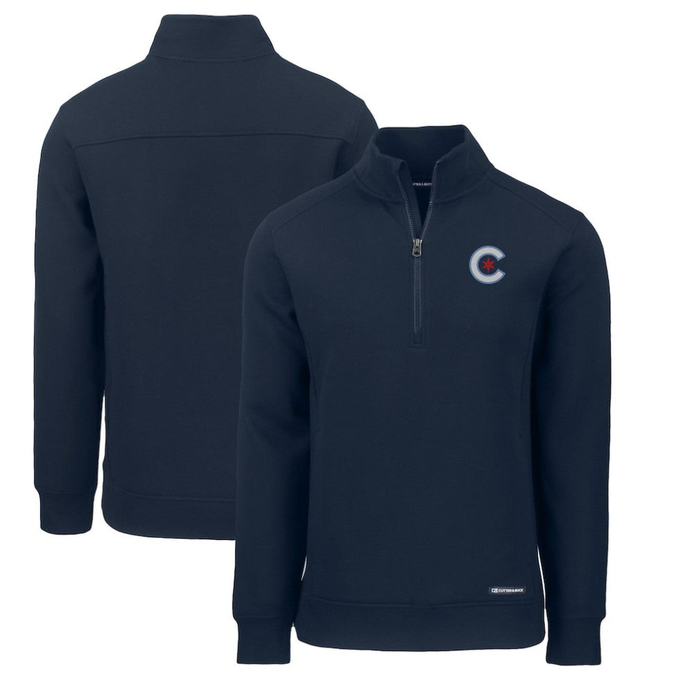 Chicago Cubs Cutter & Buck City Connect Roam Eco Recycled Quarter-Zip Pullover | MLB On Sale