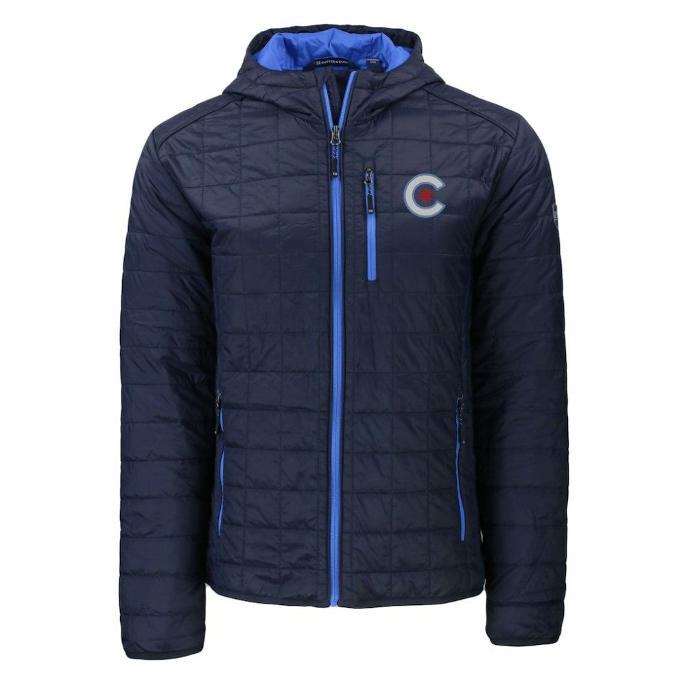 Chicago Cubs Cutter & Buck City Connect Rainier Primaloft Eco Full-Zip Hooded Jacket | MLB New