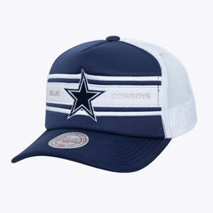 Dallas Cowboys Mitchell & Ness Stripe Front Trucker Adjustable Hat