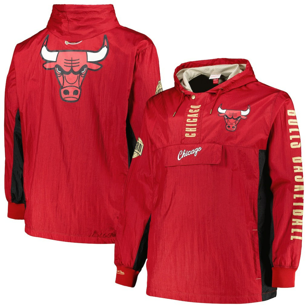 Chicago Bulls Big & Tall Hardwood Classics Team OG 2.0 Anorak Hoodie Quarter-Zip Windbreaker Jacket Online
