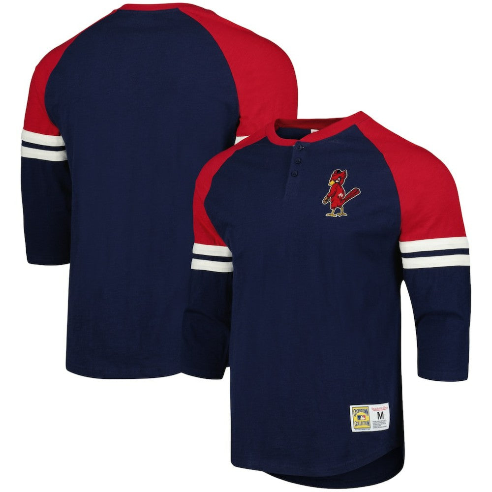 St. Louis Cardinals Mitchell & Ness Cooperstown Collection Legendary Raglan Slub Henley Three-Quarter Sleeve T-Shirt | MLB Near me