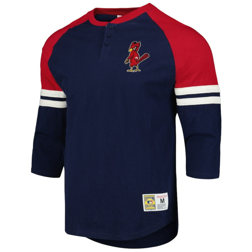 St. Louis Cardinals Mitchell & Ness Cooperstown Collection Legendary Raglan Slub Henley Three-Quarter Sleeve T-Shirt | MLB Near me