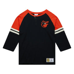 Baltimore Orioles Mitchell & Ness Cooperstown Collection Legendary Raglan Slub Henley 3/4-Sleeve T-Shirt | MLB For sale