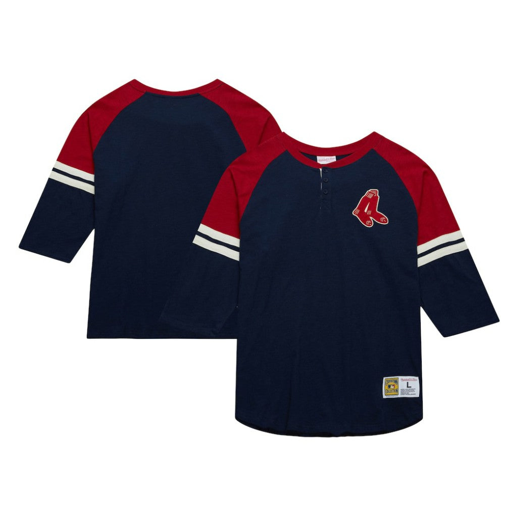 Boston Red Sox Mitchell & Ness Cooperstown Collection Legendary Raglan Slub Henley 3/4-Sleeve T-Shirt | MLB Near me
