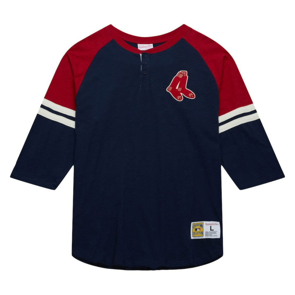 Boston Red Sox Mitchell & Ness Cooperstown Collection Legendary Raglan Slub Henley 3/4-Sleeve T-Shirt | MLB Near me