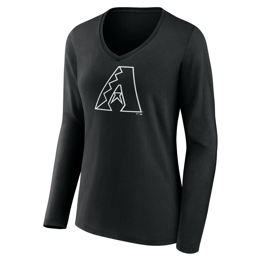 Arizona Diamondbacks Women's Monochrome Personalized Name & Number Long Sleeve V-Neck T-Shirt | MLB Sale