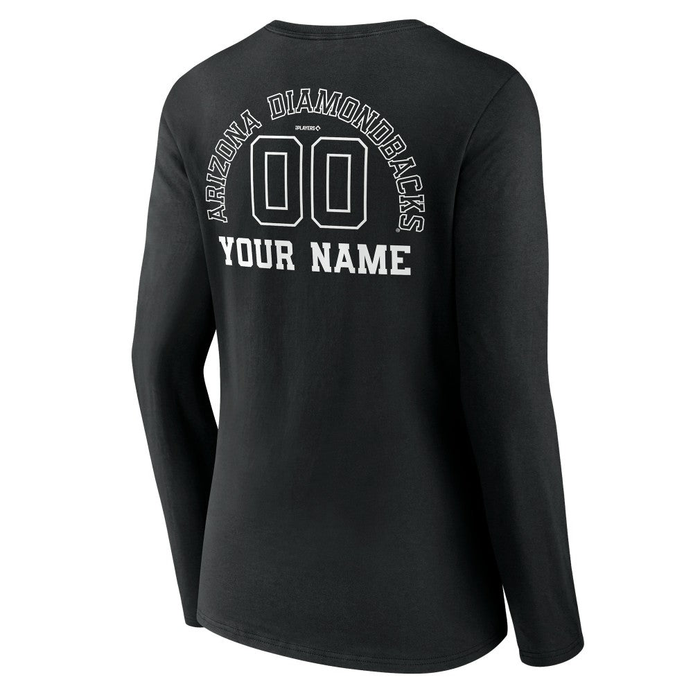 Arizona Diamondbacks Women's Monochrome Personalized Name & Number Long Sleeve V-Neck T-Shirt | MLB Sale