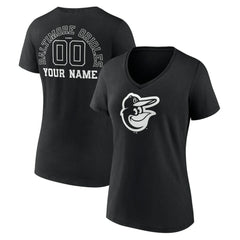 Baltimore Orioles Women's Monochrome Personalized Name & Number V-Neck T-Shirt | MLB Online