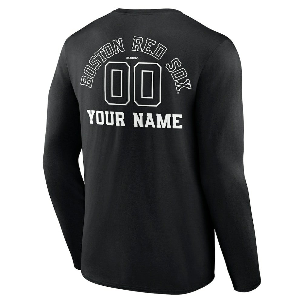 Boston Red Sox Monochrome Personalized Name & Number Long Sleeve T-Shirt | MLB Discount