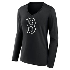 Boston Red Sox Women's Monochrome Personalized Name & Number Long Sleeve V-Neck T-Shirt | MLB Online