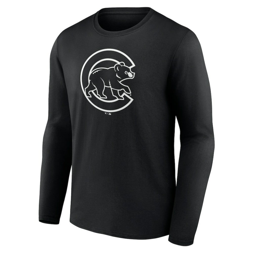 Chicago Cubs Monochrome Personalized Name & Number Long Sleeve T-Shirt | MLB On Sale