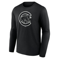 Chicago Cubs Monochrome Personalized Name & Number Long Sleeve T-Shirt | MLB On Sale