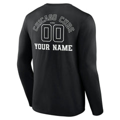 Chicago Cubs Monochrome Personalized Name & Number Long Sleeve T-Shirt | MLB On Sale