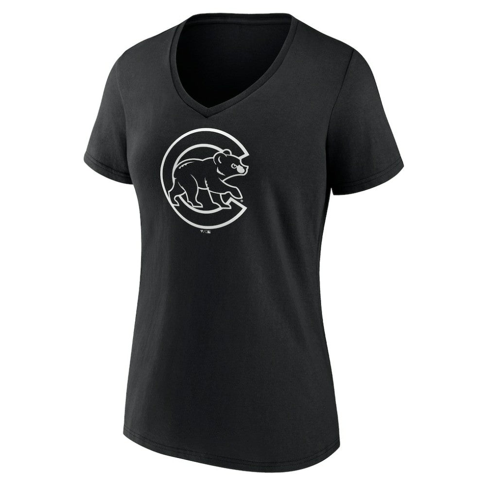 Chicago Cubs Women's Monochrome Personalized Name & Number V-Neck T-Shirt | MLB Sale