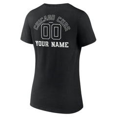 Chicago Cubs Women's Monochrome Personalized Name & Number V-Neck T-Shirt | MLB Sale