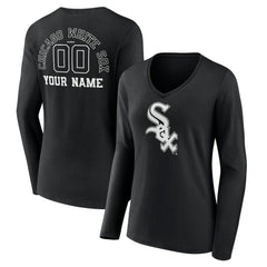 Chicago White Sox Women's Monochrome Personalized Name & Number Long Sleeve V-Neck T-Shirt | MLB Near me