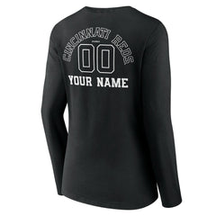 Cincinnati Reds Women's Monochrome Personalized Name & Number Long Sleeve V-Neck T-Shirt | MLB US